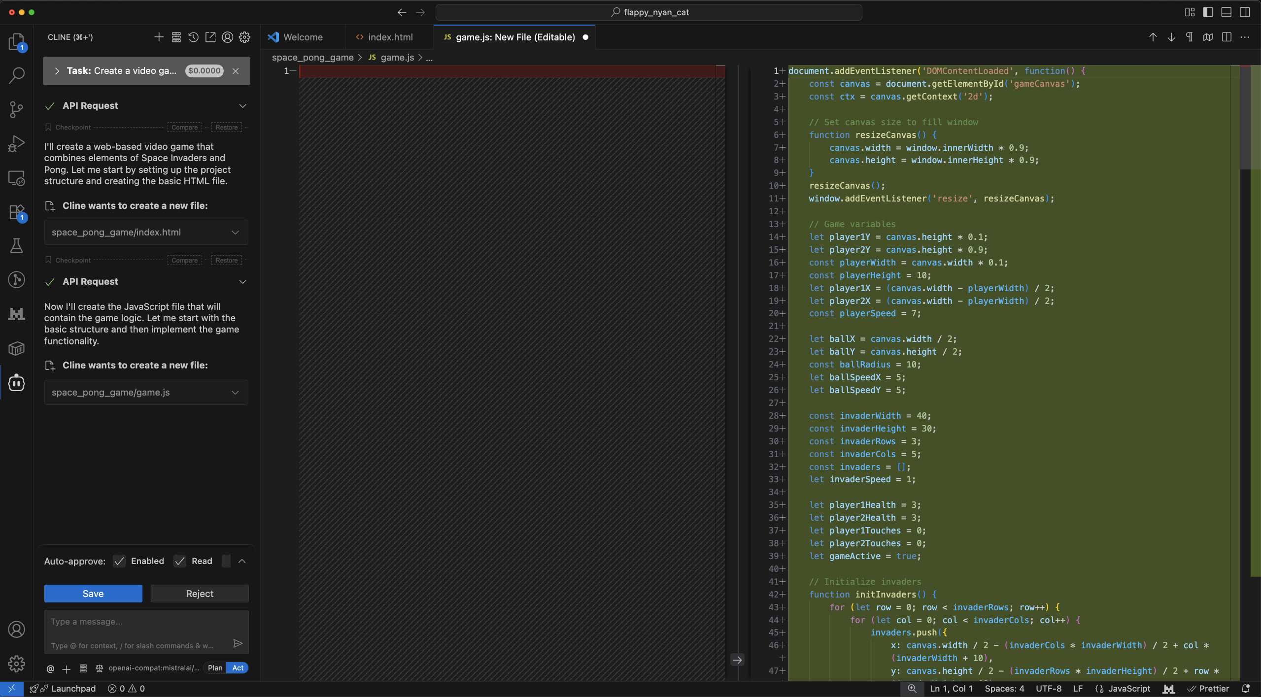 space invaders pong - structure